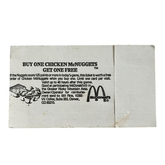 Denver Nuggets NBA San Diego Clippers April 2 1983 Ticket Stub - Picture 2 of 2